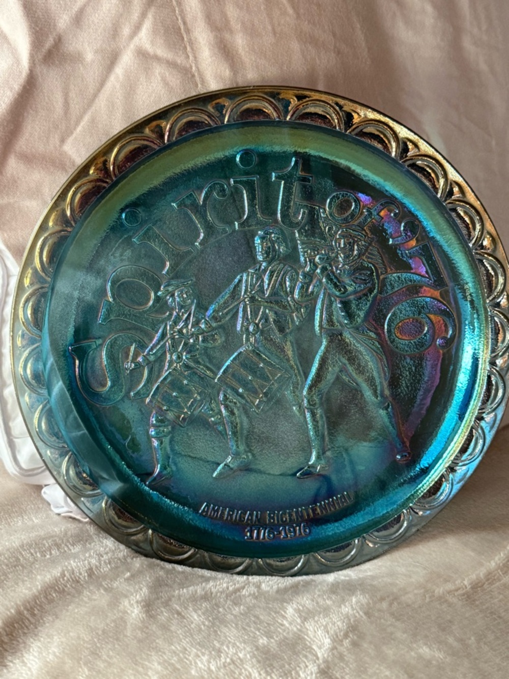 VINTAGE INDIANA GLASS “Spirit of 76” American Bicentennial Plate